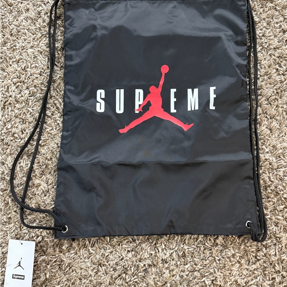 Supreme x Jordan Black Drawstring Bag